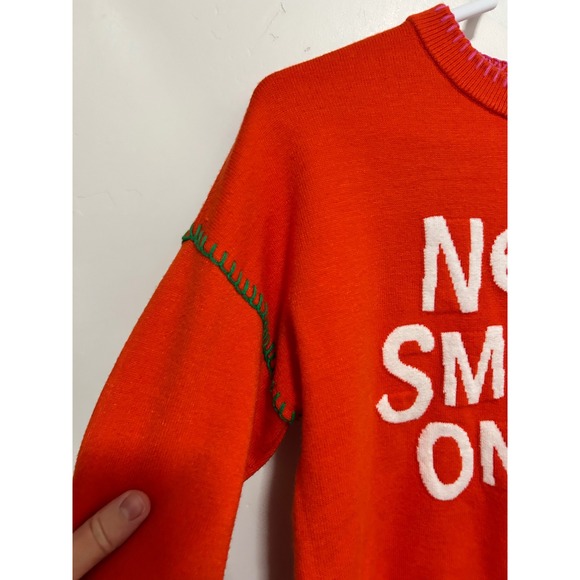 Kerri Rosenthal Orange Next SMILE ON‎ YOU Smiley Sun Knit Sweater Top Size S - Picture 13 of 16